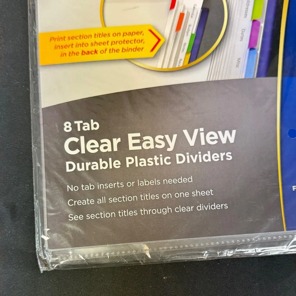 Avery 8 Tab Multicolor Durable Plastic Dividers
